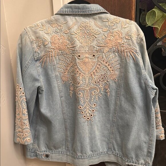 Johnny Was Blue Lace Jean Jacket - Picture 10 of 12